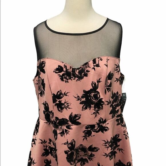 Trixxi Floral‎ Velvet Mesh Velvet Dress Pink 2X Plus - Picture 13 of 13